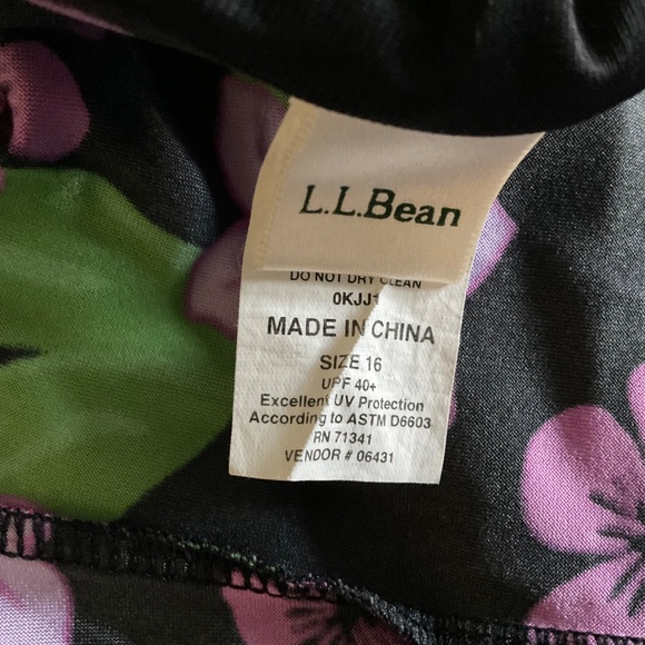 L.L.Bean Sunblocking Slimming One Piece Swimsuit Sz 16 Floral UPF 40+Cruise Chic - Picture 3 of 9